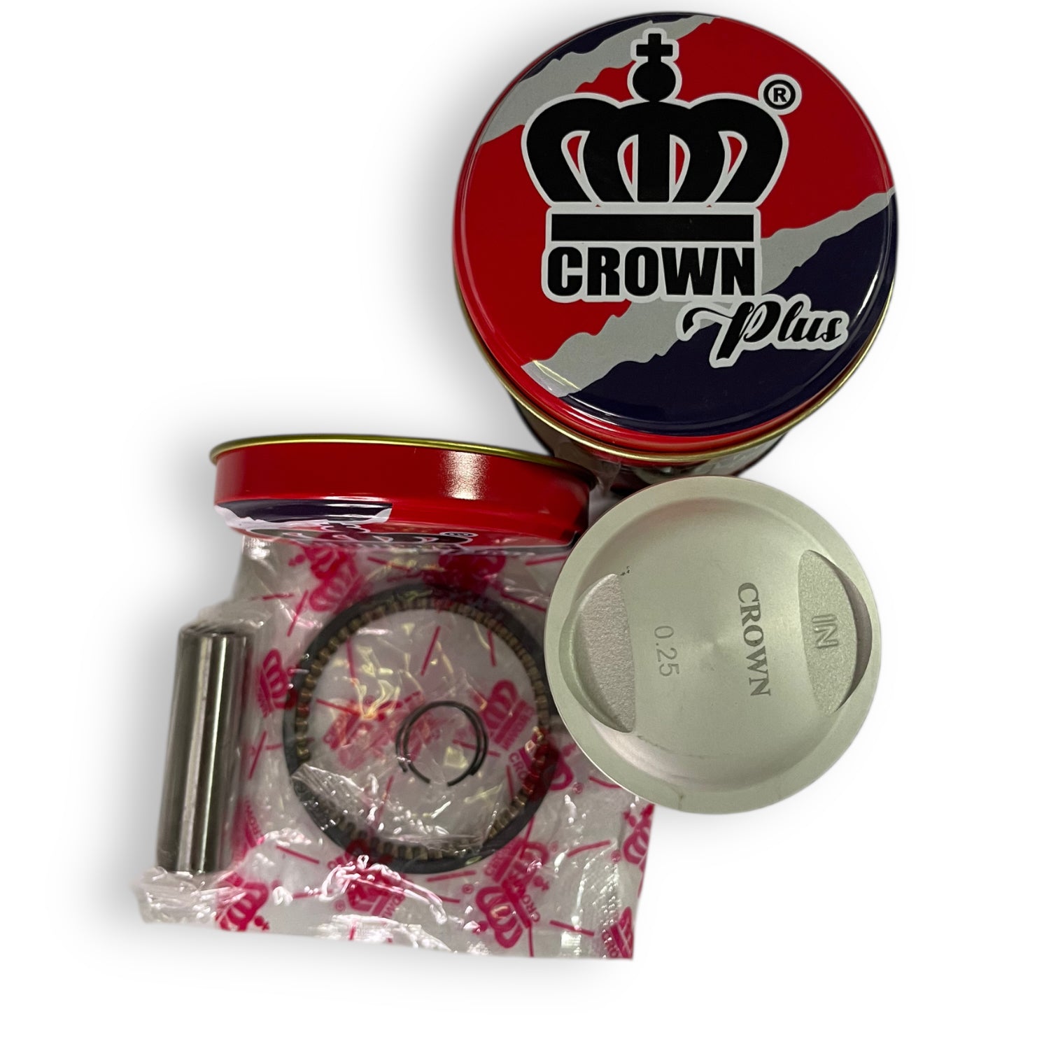KIT PISTON 0.25 "CROWN" "TIPO ORIGINAL" AK-125S/SL/TT/EVO (PASADOR 15MM)