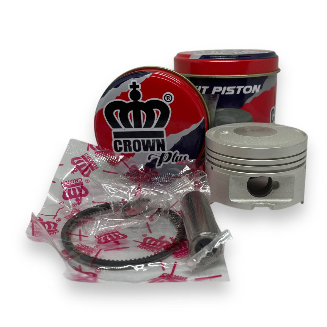 KIT PISTON 0.25 "CROWN" "TIPO ORIGINAL" (CAJA METALICA) NKDR/TTR/EVONE/R3/CR4/NXR BROS (PASADOR 13MM)