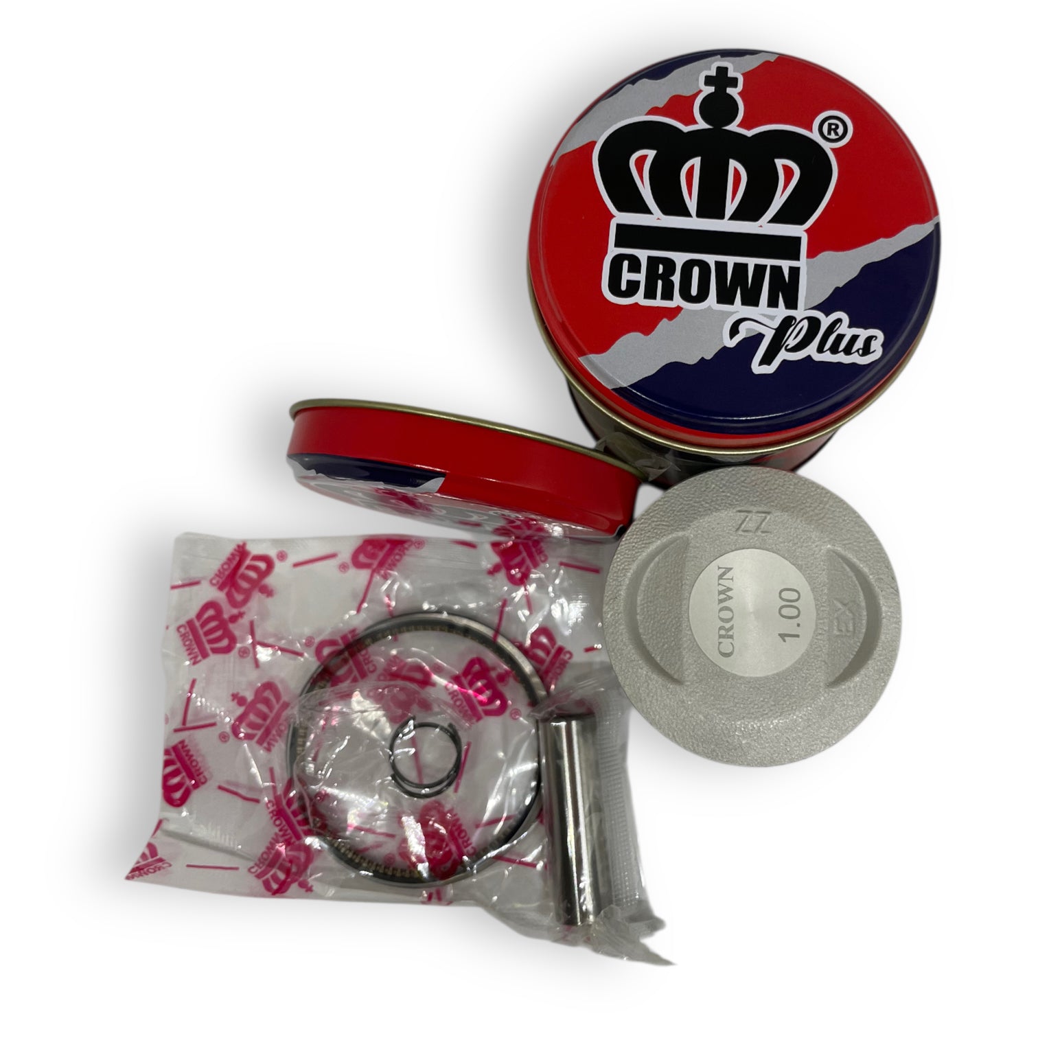 KIT PISTON 1.00 "CROWN" "TIPO ORIGINAL"(CAJA METALICA) BOXER CT 100 TEC/ BOXER CT S1D/ BOXER TRICOLOR CT100/ PLATINO 100 SPORT/ BOXER BM100 CLASSIC