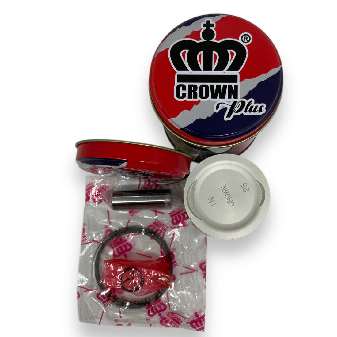 KIT PISTON 0.25 "CROWN" "TIPO ORIGINAL" (CAJA METALICA) WAVE-110